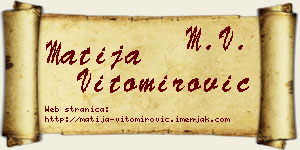 Matija Vitomirović vizit kartica